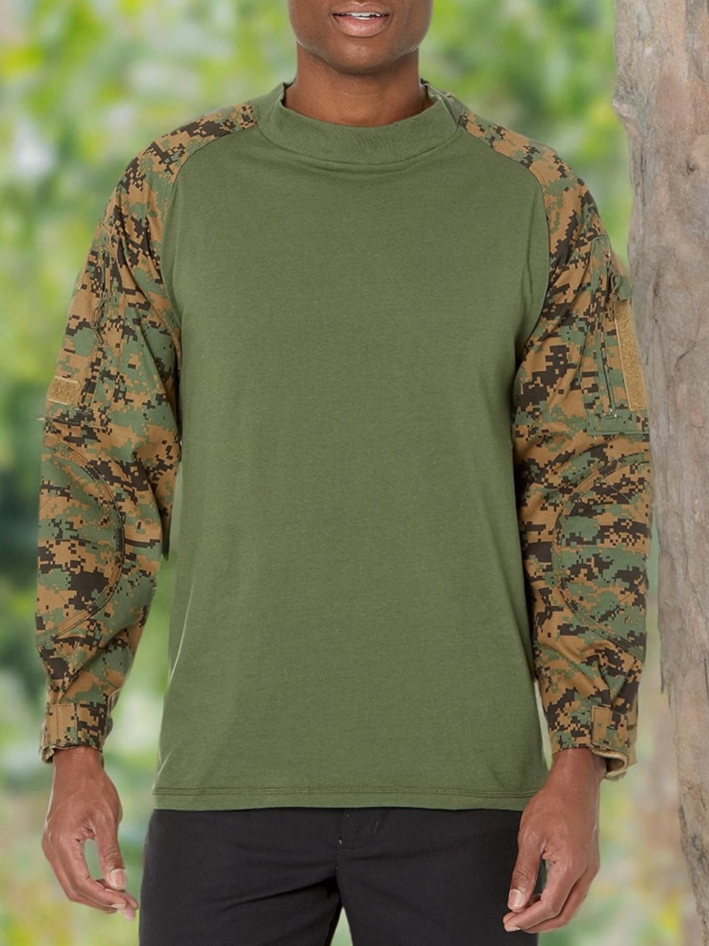 Rothco Olive Green Tactical Shirt with Camo Sleeves